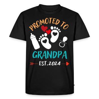 Promu grand-père 2024 Fête des grands-pères - T-shirt Premium bio Homme - noir - Devant - Nico (187cm)
