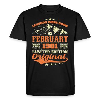 Cadeau Anniversaire 43 ans Nées En Février 1981 - T-shirt Premium bio Homme - noir - Devant - Nico (187cm)
