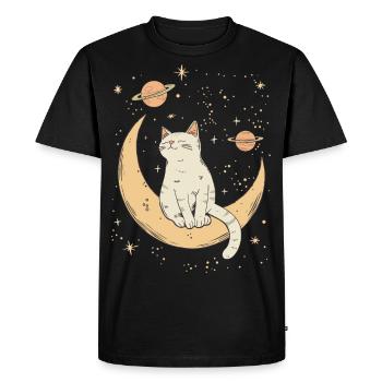 Moon Cat - Men's Premium Organic T-Shirt - black - Front - Nico (187cm)