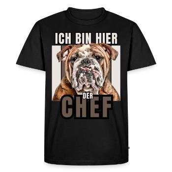 JE SUIS LE PATRON ICI CHIEN CHIENS Bullogy - T-shirt Premium bio Homme - noir - Devant - Nico (187cm)