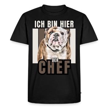 JE SUIS LE PATRON ICI CHIEN CHIENS Bullogy - T-shirt Premium bio Homme - noir - Devant - Nico (187cm)