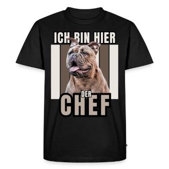 JE SUIS LE PATRON ICI CHIEN CHIENS Bullogy - T-shirt Premium bio Homme - noir - Devant - Nico (187cm)