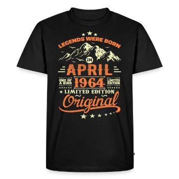 April 1964 Cadeau Anniversaire 1964 Légendes April - T-shirt Premium bio Homme - noir - Devant - Nico (187cm)