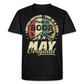 Cadeau Anniversaire Millésime Fabriqué en Mai 2002 - T-shirt Premium bio Homme - noir - Devant - Nico (187cm)