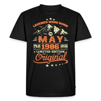 Mai 1986 Vintage Nées En Mai 1986 Anniversaire Mai - T-shirt Premium bio Homme - noir - Devant - Nico (187cm)