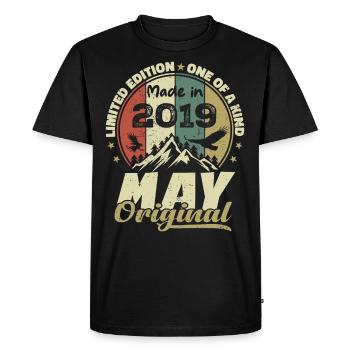 Vintage Anniversary Gift Made in May 2019 - Men's Premium Organic T-Shirt - black - Front - Nico (187cm)