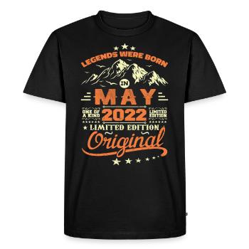 Mai 2022 Vintage Nées En Mai 2022 Anniversaire Mai - T-shirt Premium bio Homme - noir - Devant - Nico (187cm)