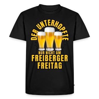 The UNTERHOPFTE nur nicht am FREIBERGER FREITAG - Men's Premium Organic T-Shirt - black - Front - Nico (187cm)