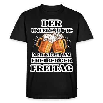The UNTERHOPFTE nur nicht am FREIBERGER FREITAG - Men's Premium Organic T-Shirt - black - Front - Nico (187cm)