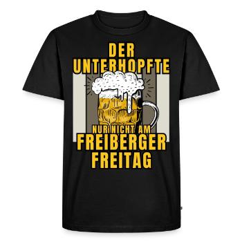 The UNTERHOPFTE nur nicht am FREIBERGER FREITAG - Men's Premium Organic T-Shirt - black - Front - Nico (187cm)