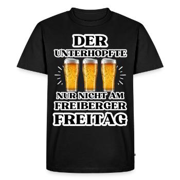 The UNTERHOPFTE nur nicht am FREIBERGER FREITAG - Men's Premium Organic T-Shirt - black - Front - Nico (187cm)