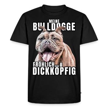 Mon BOULEDOGUE chien joyeux & têtu CHIENS - T-shirt Premium bio Homme - noir - Devant - Nico (187cm)