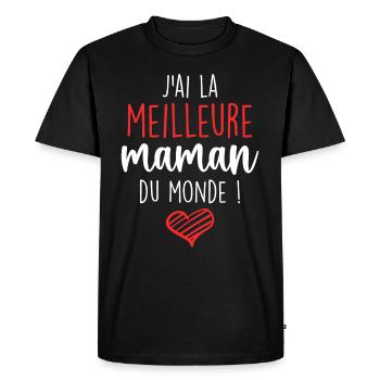 La Meilleure Maman - J'ai Meilleure Maman Du Monde - T-shirt Premium bio Homme - noir - Devant - Nico (187cm)