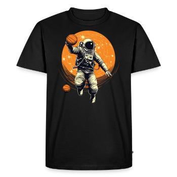 Astronaute, basket-ball dans l’espace, illustration - T-shirt Premium bio Homme - noir - Devant - Nico (187cm)