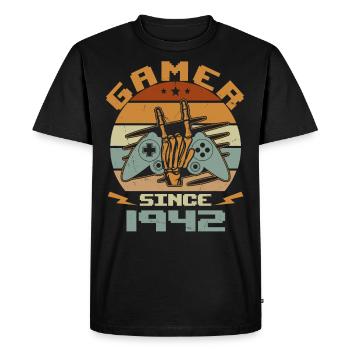 Gamer Since 1942 - Gaming Birthday Gift 1942 - Men's Premium Organic T-Shirt - black - Front - Nico (187cm)