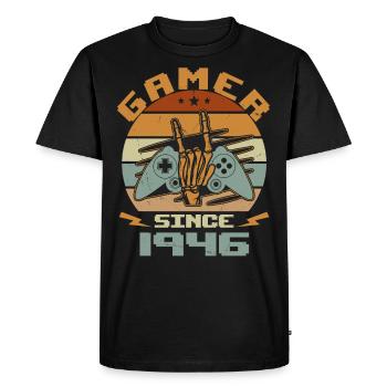 Gamer Since 1946 - Gaming Birthday Gift 1946 - Men's Premium Organic T-Shirt - black - Front - Nico (187cm)