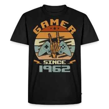 Gamer Since 1962 - Gaming Cadeau Anniversaire 1962 - T-shirt Premium bio Homme - noir - Devant - Nico (187cm)