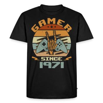Gamer Since 1971 - Gaming Cadeau Anniversaire 1971 - T-shirt Premium bio Homme - noir - Devant - Nico (187cm)