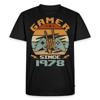 Gamer Since 1978 - Gaming Cadeau Anniversaire 1978 - T-shirt Premium bio Homme - noir - Devant - Nico (187cm)