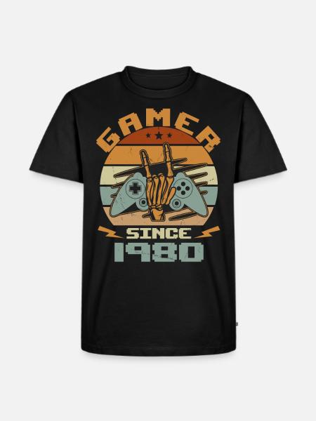Gamer siden 1980 - Gaming fødselsdagsgave 1980 - Herre Premium økologisk T-shirt - sort