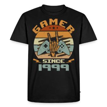 Gamer Since 1999 - Gaming Anniversary Gift 1999 - Men's Premium Organic T-Shirt - black - Front - Nico (187cm)