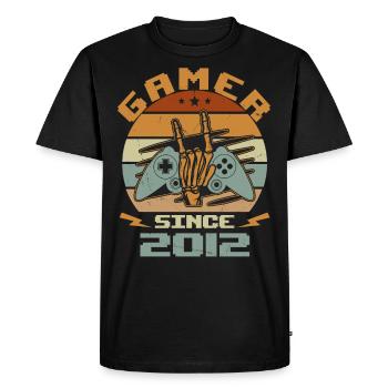 Gamer Since 2012 - Gaming Cadeau Anniversaire 2012 - T-shirt Premium bio Homme - noir - Devant - Nico (187cm)