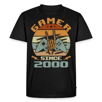 Gamer Since 2000 - Gaming Cadeau Anniversaire 2000 - T-shirt Premium bio Homme - noir - Devant - Nico (187cm)