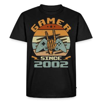 Gamer Since 2002 - Gaming Cadeau Anniversaire 2002 - T-shirt Premium bio Homme - noir - Devant - Nico (187cm)