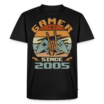 Gamer Since 2005 - Gaming Cadeau Anniversaire 2005 - T-shirt Premium bio Homme - noir - Devant - Nico (187cm)