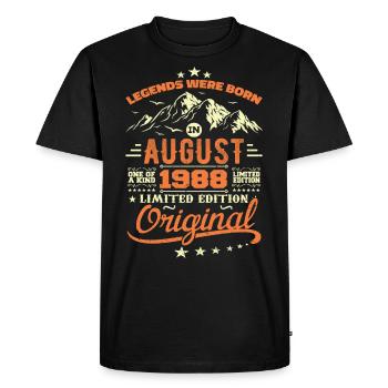 Cadeau Août 1988 Anniversaire Aout 1988 Vintage - T-shirt Premium bio Homme - noir - Devant - Nico (187cm)
