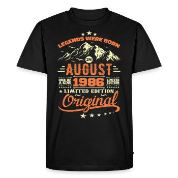 Cadeau Août 1986 Anniversaire Aout 1986 Vintage - T-shirt Premium bio Homme - noir - Devant - Nico (187cm)
