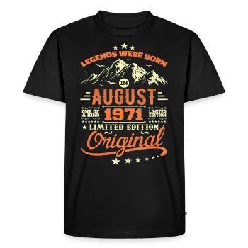 Cadeau Août 1971 Anniversaire Aout 1971 Vintage - T-shirt Premium bio Homme - noir - Devant - Nico (187cm)