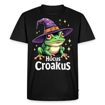 Hocus Croakus Cute Halloween Frog Funny Witch Pun - Men's Premium Organic T-Shirt - black - Front - Nico (187cm)