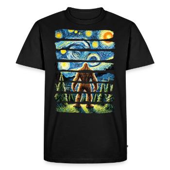 Bigfoot Starry Night Forest Van Gogh - Men's Premium Organic T-Shirt - black - Front - Nico (187cm)