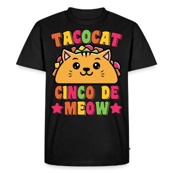 Funny Taco Cat Pun Cinco De Mayo - Men's Premium Organic T-Shirt - black - Front - Nico (187cm)