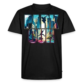 Parkour Lover Freerunning Athlete City Skyline - Men's Premium Organic T-Shirt - black - Front - Nico (187cm)