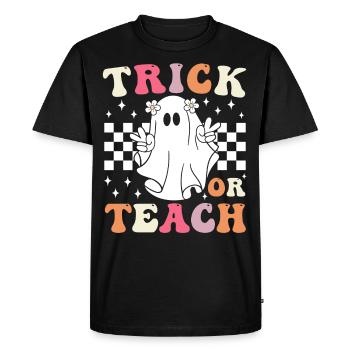 Groovy Trick or Teach Halloween Teacher - Men's Premium Organic T-Shirt - black - Front - Nico (187cm)