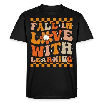 Fall In Love With Learning Groovy Fall - Men's Premium Organic T-Shirt - black - Front - Nico (187cm)