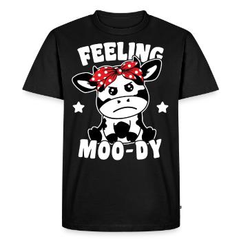 Vache mignonne se sentant lunatique, jeu de mots drôle - T-shirt Premium bio Homme - noir - Devant - Nico (187cm)