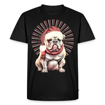 Chemise pour chien drôle Père Noël bouledogue - T-shirt Premium bio Homme - noir - Devant - Nico (187cm)