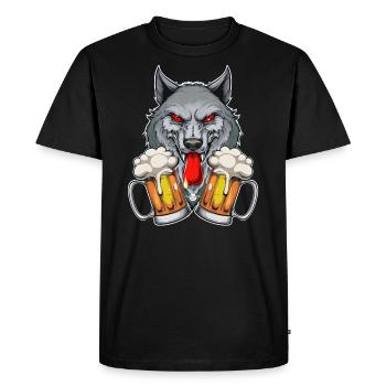 03 Party Wolf deux litres de bière pour trinquer Cheers - T-shirt Premium bio Homme - noir - Devant - Nico (187cm)
