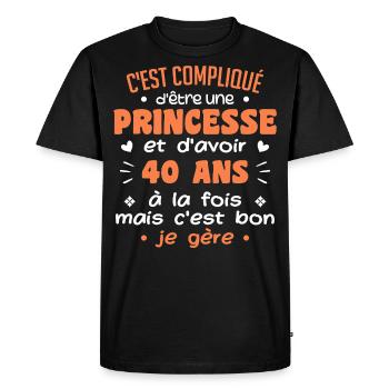 Woman Princess Birthday 40 Years - Men's Premium Organic T-Shirt - black - Front - Nico (187cm)