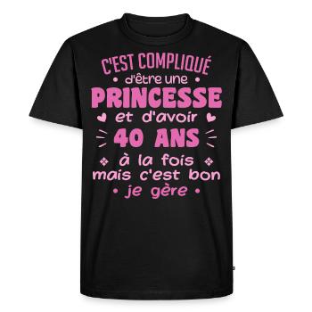 Woman Princess Birthday 40 Years - Men's Premium Organic T-Shirt - black - Front - Nico (187cm)