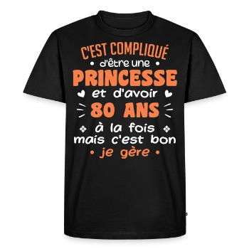 Woman Princess Birthday 80 Years - Men's Premium Organic T-Shirt - black - Front - Nico (187cm)