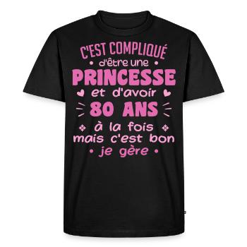 Woman Princess Birthday 80 Years - Men's Premium Organic T-Shirt - black - Front - Nico (187cm)