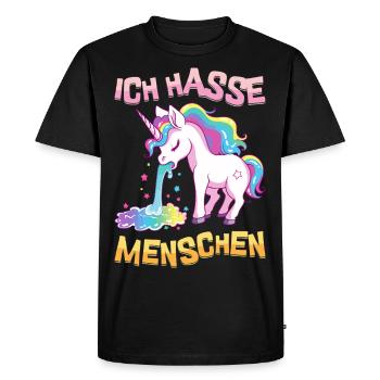 Je déteste les gens Licorne Vomir Arc-en-ciel Drôle - T-shirt Premium bio Homme - noir - Devant - Nico (187cm)