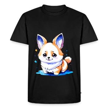 Corgi collection Kawaii - T-shirt Premium bio Homme - noir - Devant - Nico (187cm)