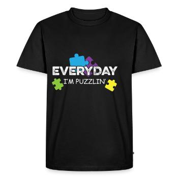 Tous les jours Puzzlin ' Cadeau de personne déroutante - T-shirt Premium bio Homme - noir - Devant - Nico (187cm)