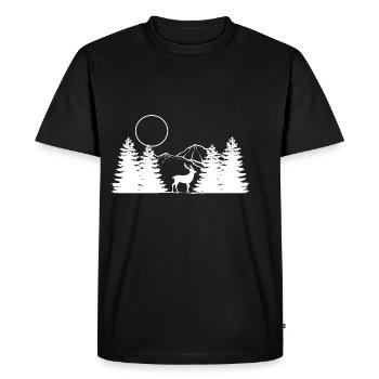 Cerf sur montagne Cadeau de personne aventureuse - T-shirt Premium bio Homme - noir - Devant - Nico (187cm)