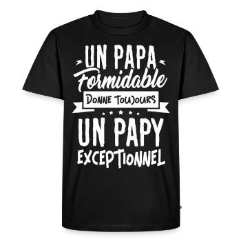 T-shirt Fête des Pères - Un Papy Exceptionnel - T-shirt Premium bio Homme - noir - Devant - Nico (187cm)
